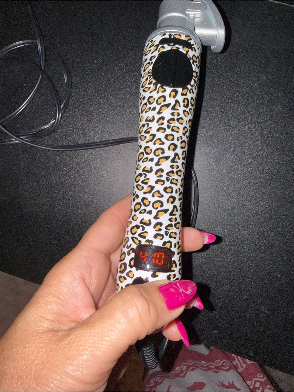 Leopard Print Curling Wand - Black Barrel